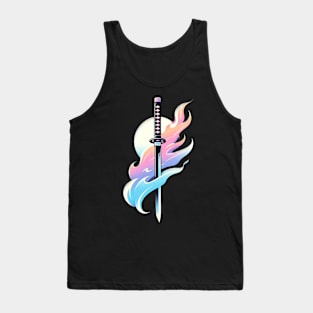 Katana in Pastel Flames Tank Top